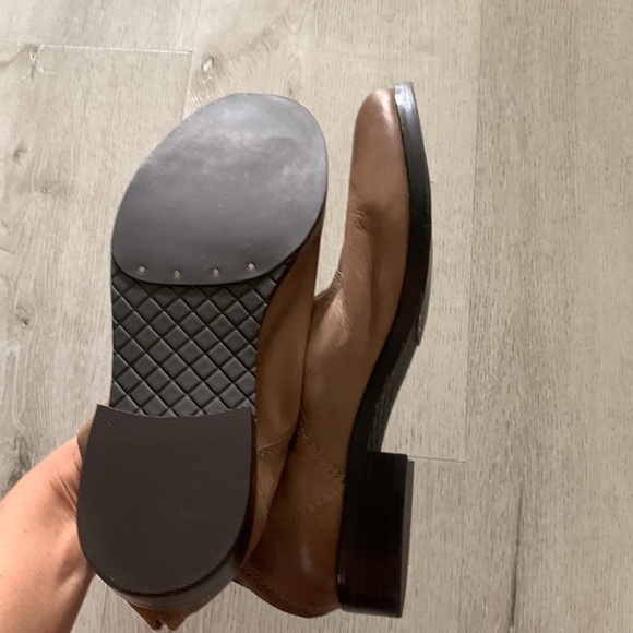 M Maccari shoes leather boots size 39 tan brown ruched distressed zipper NWOT - Picture 14 of 16